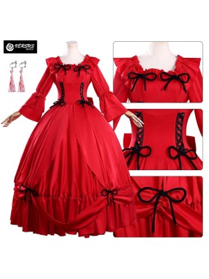 Vestito Carnevale Cosplay Scarlet Dress Anime Costume Epoca Rosso SCARLET01
